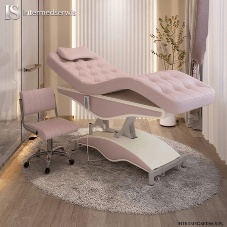 Łóżko Zabiegowe 3-Silnikowe Intermedserwis OC1245 – Różowo-Białe, do Gabinetu Beauty i SPA